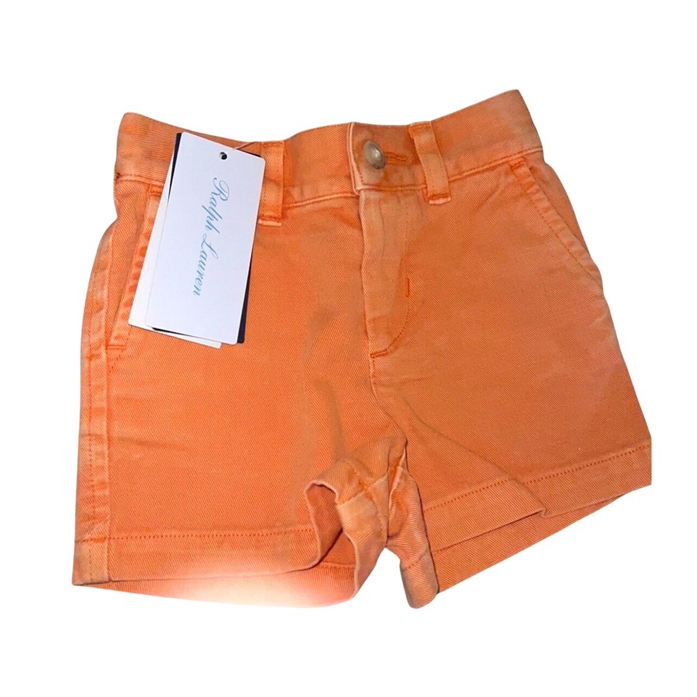 Ralph Lauren Baby Toddler 3 month Orange‎ Twill Shorts NWT